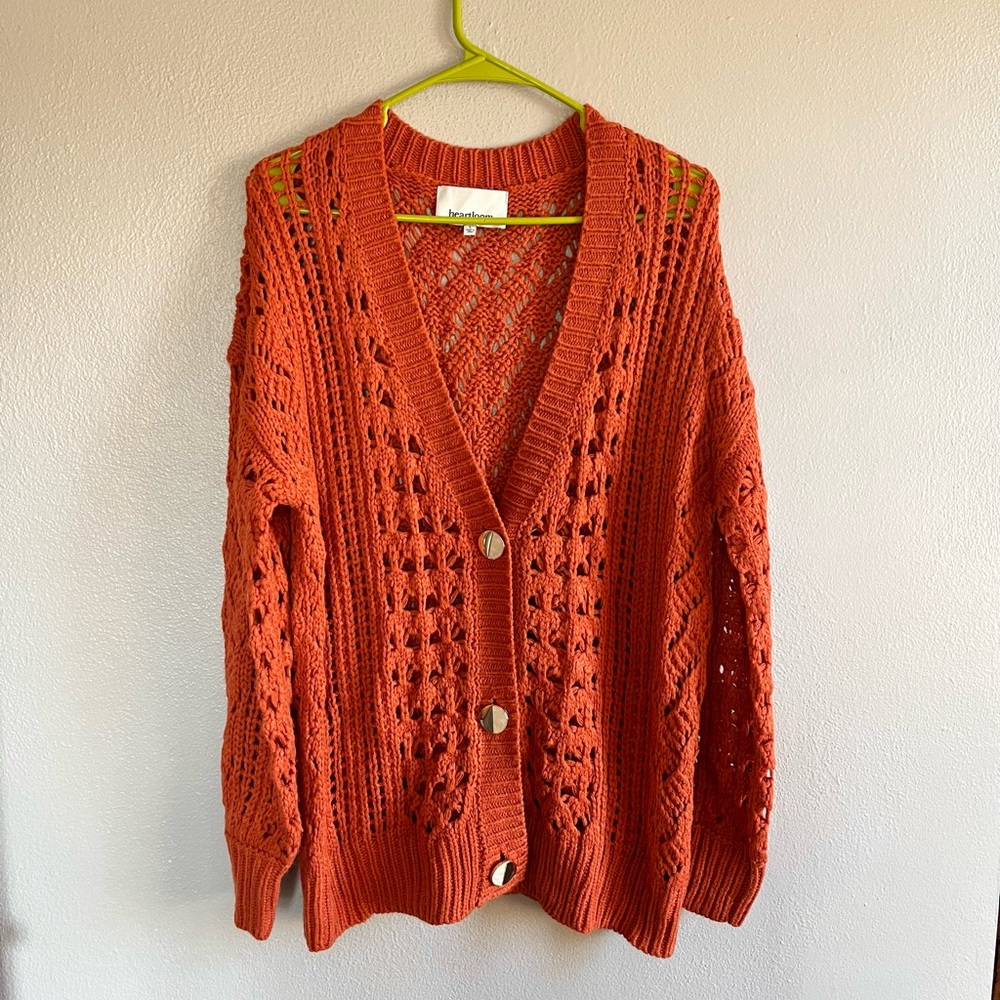[Heartloom] Orange Crotchet Knit Sweater- Large